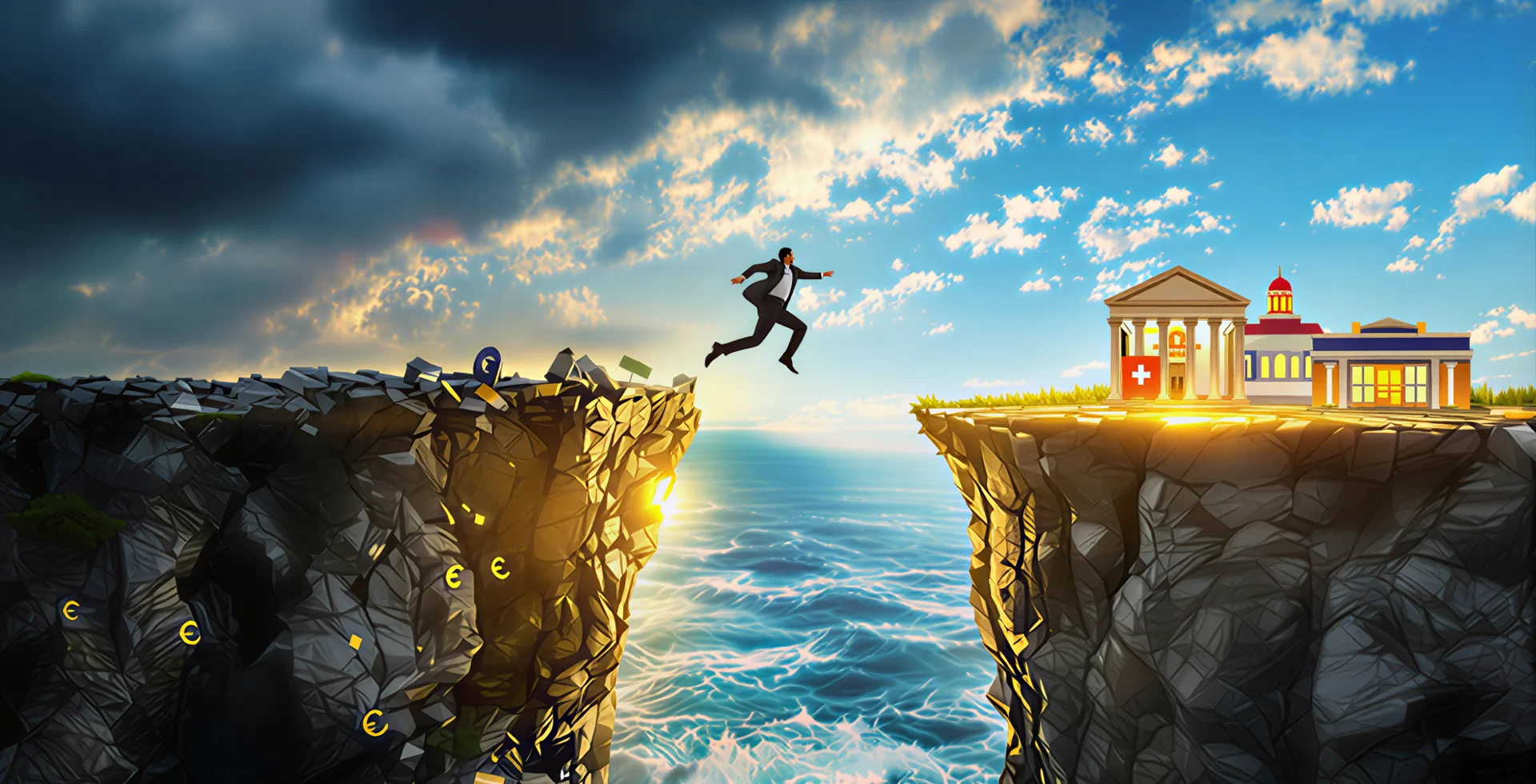 Finanziell Auswandern - Sprung in die Sicherheit - Symbolbild